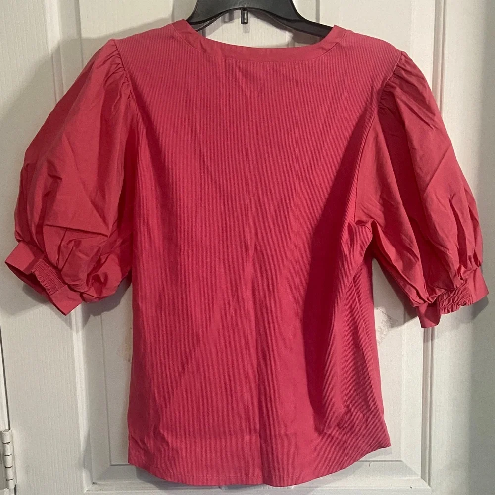 Chico's Vibrant Pink Puff Sleeve Blouse - Picture 4 of 4